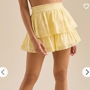 Yellow Tiered Mini ruffle Skort